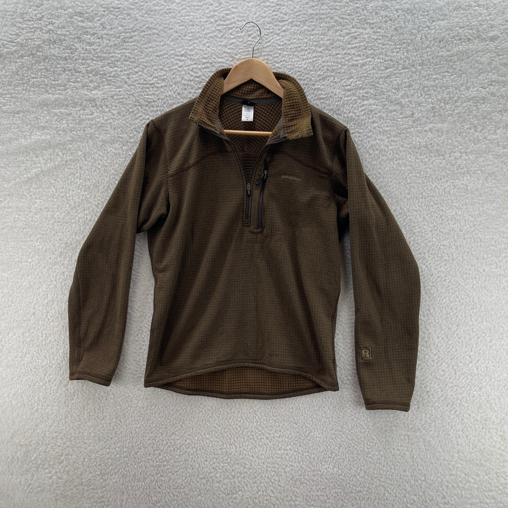 Patagonia Jacket Men's Medium Brown Regulator R1 Grid Fleece 1/2 Zip Gorpcore